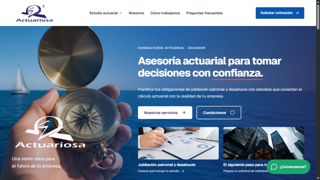 Captura real · Propuesta web de Actuariosa Web